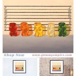 Gummy Bear Line Up Art Print from oil painting lawyer gift law enforcement and fans of movie parody and The Usual Suspects. image 2