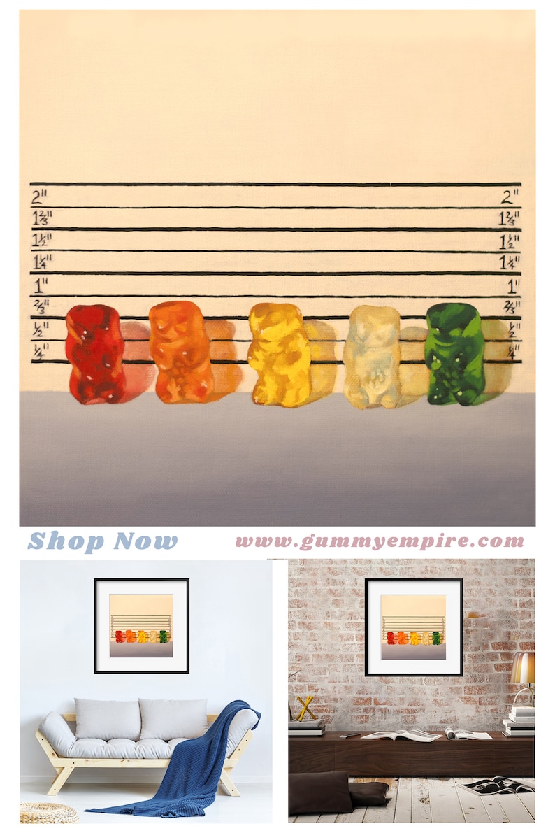 Gummy Bear Line Up Art Print from oil painting - lawyer gift law enforcement and fans of movie parody and The Usual Suspects. image 2
