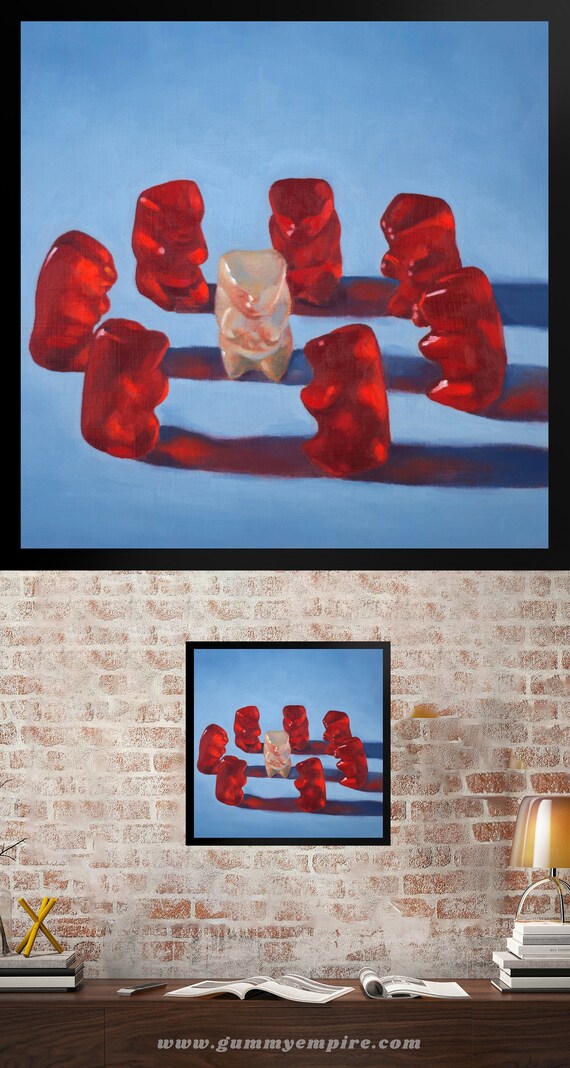 Gummy Bear Weird Framed Art Print From Oil Painting - Ready to