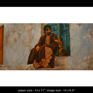 Raiders of the lost Ark art print from oil painting Egyptian man and monkey image 4