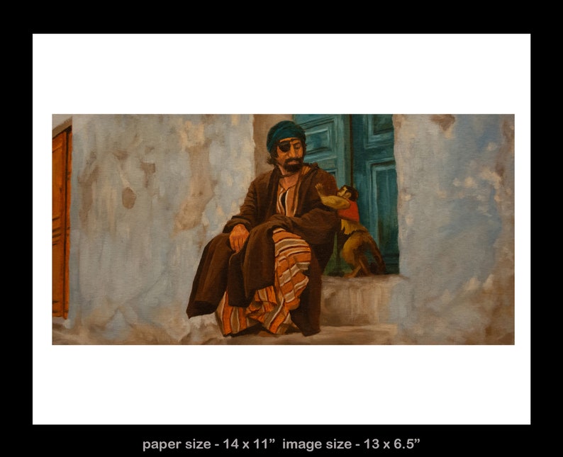 Raiders of the lost Ark art print from oil painting Egyptian man and monkey image 4