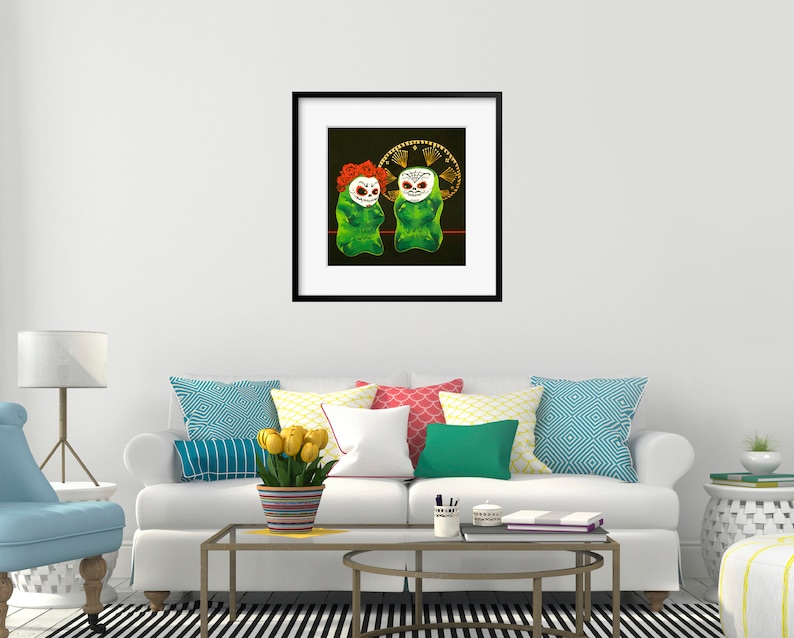 Gummy Bear Day Of The Dead art print from oil painting Dia de los Muertos creepy cute Mexican art print with sugar skull design image 5