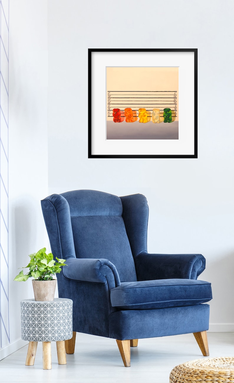 Gummy Bear Line Up Art Print from oil painting lawyer gift law enforcement and fans of movie parody and The Usual Suspects. image 7