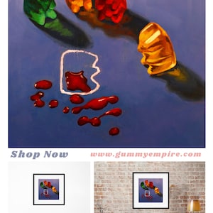 Gummy Bear CSI Crime Scene Art Print from oil painting cute bear art for law enforcement or lawyer gift image 2