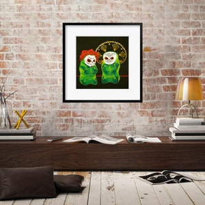 Gummy Bear Day Of The Dead art print from oil painting Dia de los Muertos creepy cute Mexican art print with sugar skull design image 4