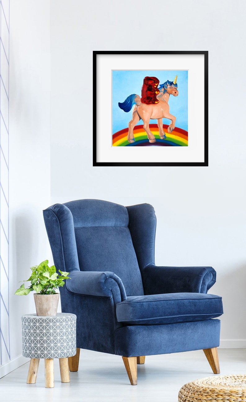 Gummy Bear Unicorn Art Print from original painting. Fun, gift for kids, adults and bronies who love, humor, friendship rainbows and candy image 8