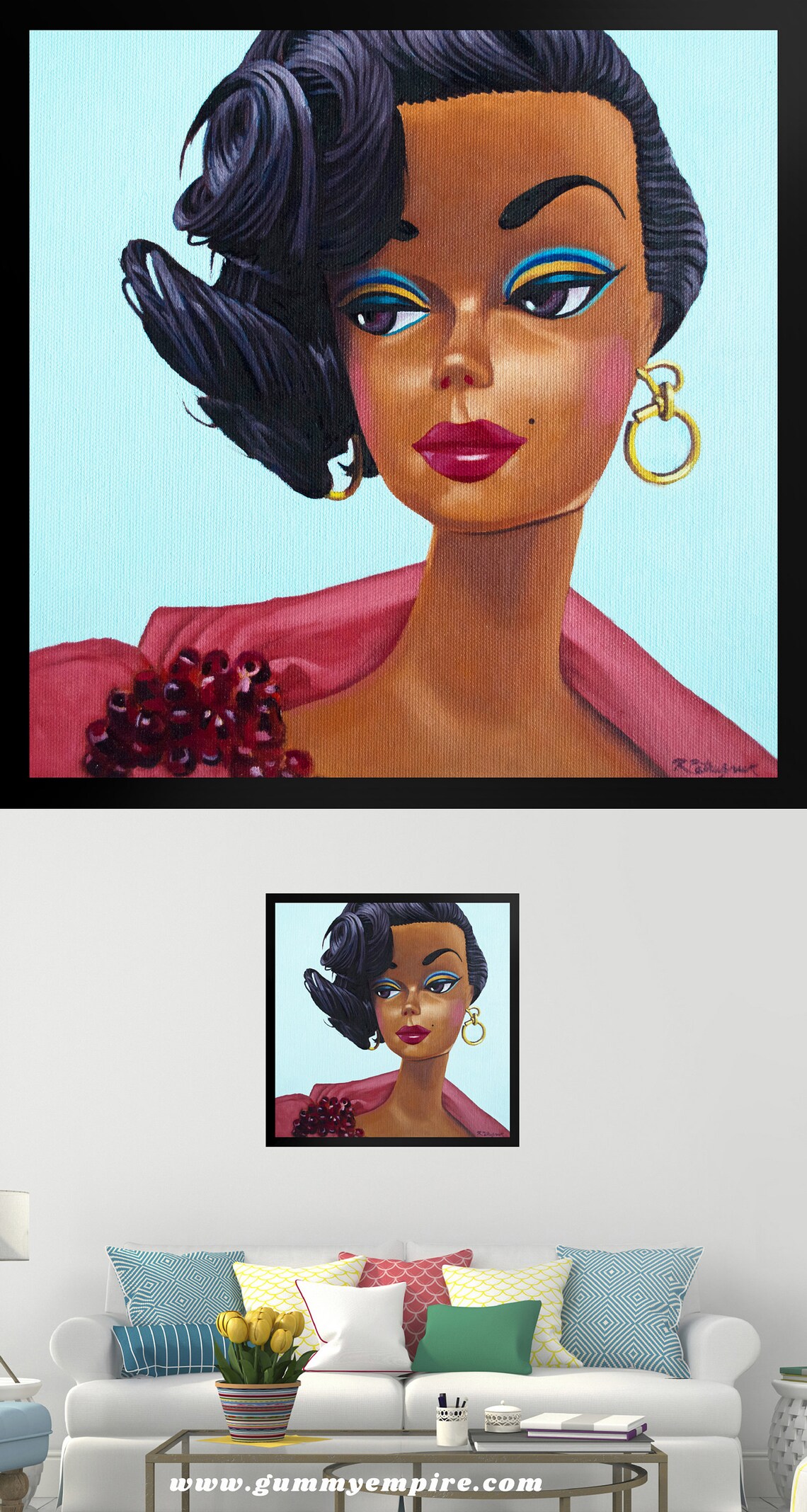 Vintage Black Barbie Framed Art Print from oil painting | Etsy