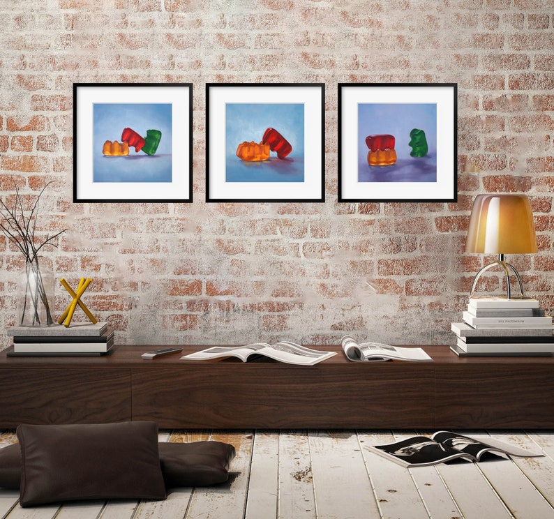 Gummy Bear Art Set of 3 Prints from oil painting Sex positive polyamory kinky art for honeymoon gifts or bachelorette party image 7