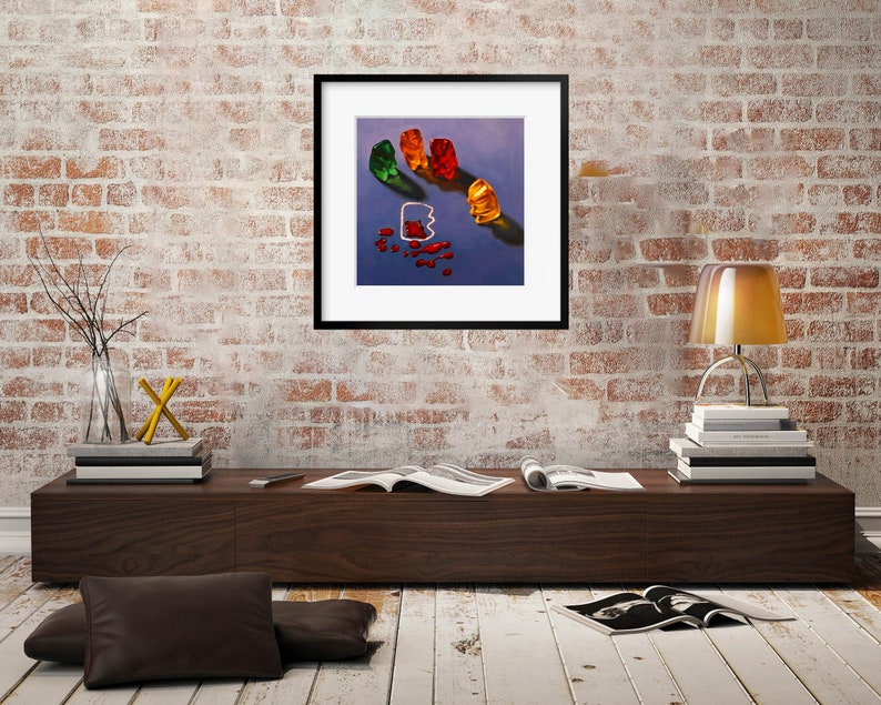 Gummy Bear CSI Crime Scene Art Print from oil painting cute bear art for law enforcement or lawyer gift image 5