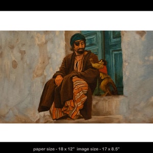 Raiders of the lost Ark art print from oil painting Egyptian man and monkey image 2