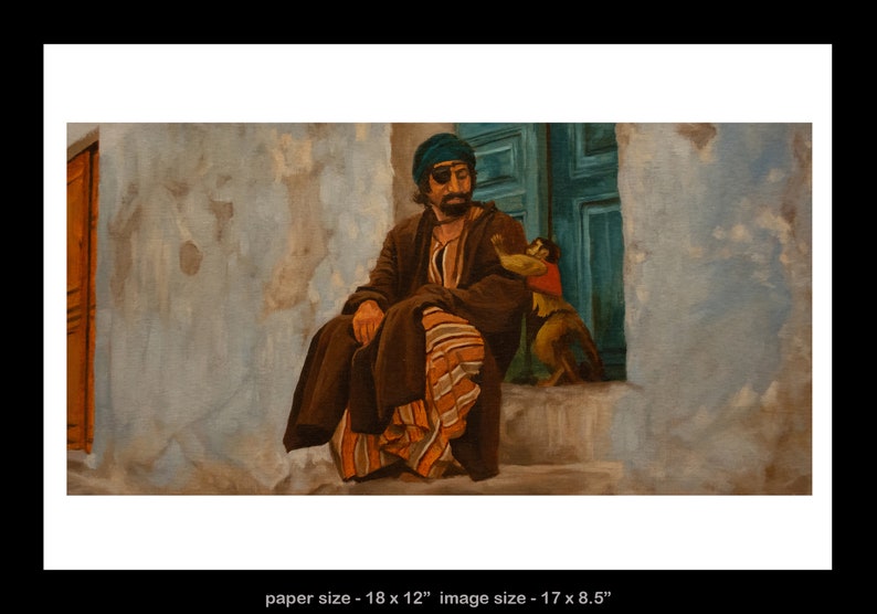 Raiders of the lost Ark art print from oil painting Egyptian man and monkey image 2