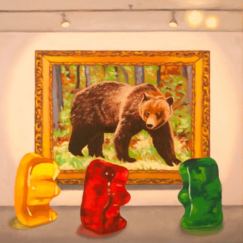 Gummy Bear Museum Art Print from oil painting artist bear painting is a funny art professor or art student gift image 3