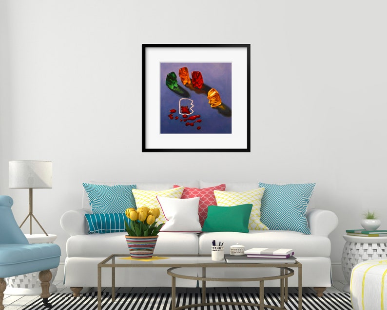 Gummy Bear CSI Crime Scene Art Print from oil painting cute bear art for law enforcement or lawyer gift image 9