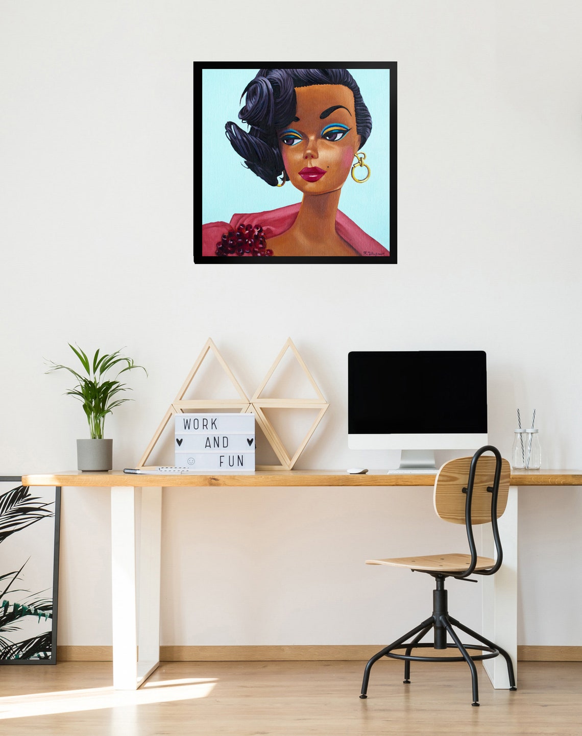 Vintage Black Barbie Framed Art Print from oil painting | Etsy