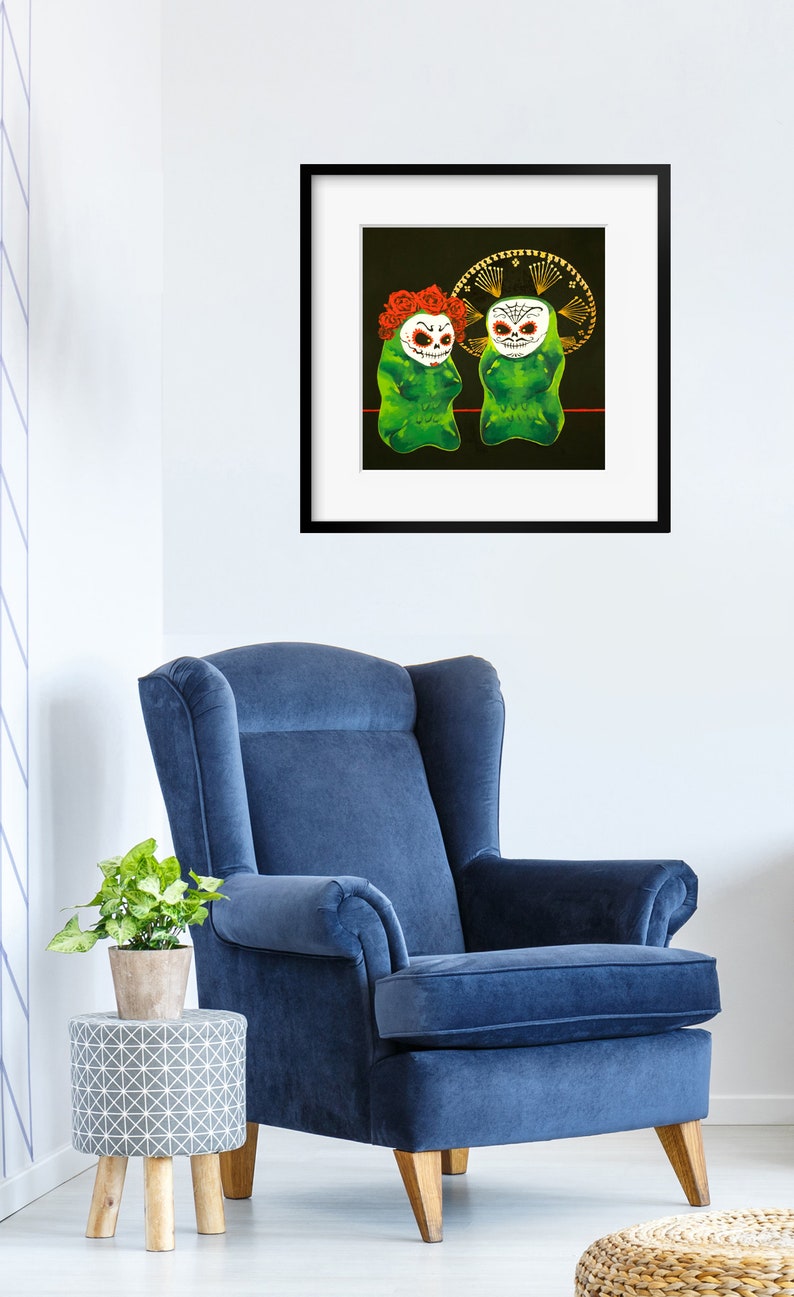 Gummy Bear Day Of The Dead art print from oil painting Dia de los Muertos creepy cute Mexican art print with sugar skull design image 10