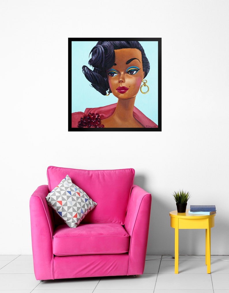 Vintage Black Barbie Framed Art Print from oil painting | Etsy