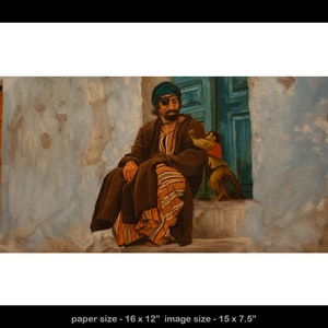 Raiders of the lost Ark art print from oil painting Egyptian man and monkey image 3