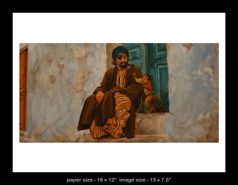 Raiders of the lost Ark art print from oil painting Egyptian man and monkey image 3