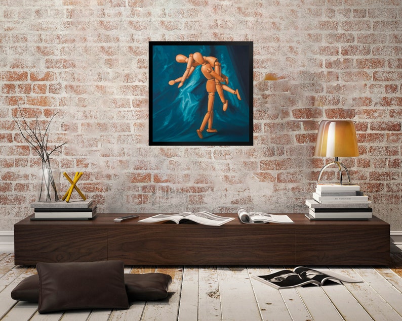 Mannequin Elope Framed Art Print from oil painting Ready to hang creepy cute art birthday gift or anniversary gift or honeymoon gift image 8