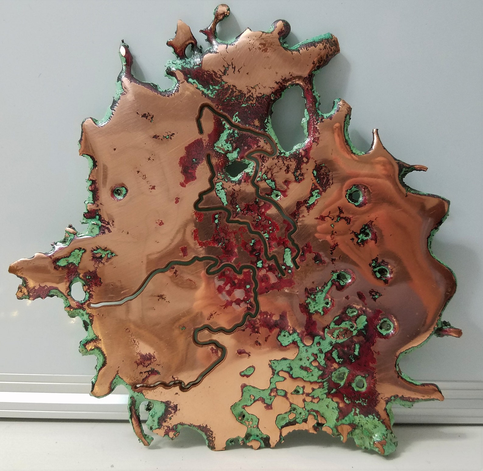 Copper Splash Oxidized Copper Art State of Michigan Copper Etsy