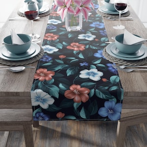 Floral Table Runner, Elegant Home Decor, Perfect for Weddings, Table Settings, Boho Style, Spring and Summer Celebrations