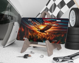 American Flag Eagle Vanity Plate | Patriotic License Plate, Metal Car Plate