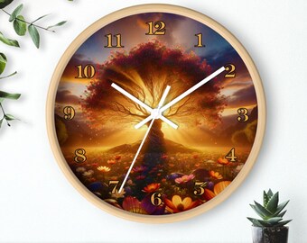 Enchanted Tree Wall Clock, Nature-Inspired Home Decor, Unique Gift for Garden Lovers, Tropical Vibe, Cozy Atmosphere