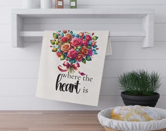 Cozy Valentine Tea Towels, Cute Rose Design, Kitchen Décor, Christmas Gift Ideas, Holiday Essentials