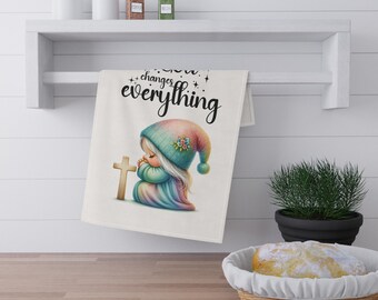 Faith-Inspired Cotton Tea Towels, Inspirational Kitchen Decor, Gifts for Religious Friends, Housewarming, Prayer Motivational Towels,