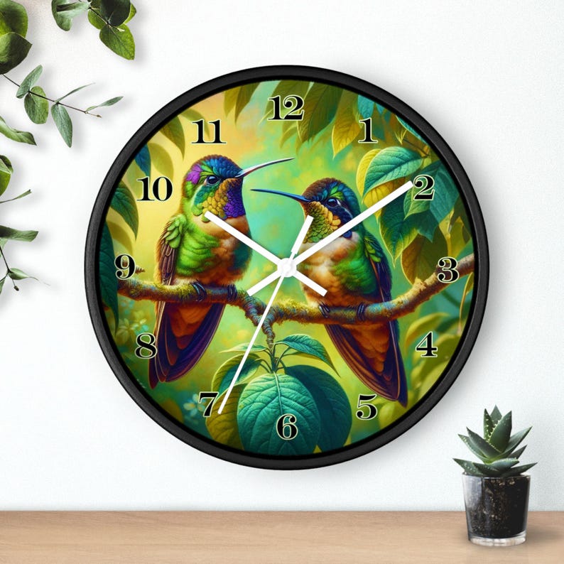 Colorful Hummingbird Wall Clock, Tropical Decor, Nature Lover Gift ...