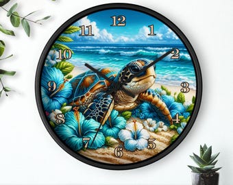 Tropical Sea Turtle Wall Clock, Colorful Beach Decor, Ocean Theme Home Accent, Nautical Gift for Sea Lovers, Coastal Living Wall Art, [...]