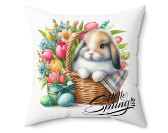 Spring Bunny Decorative Pillow | Easter Home Decor, Unique Gift, Spring Decoration, Throw Cushion, Seasonal Accent