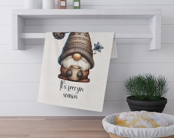Cozy Gnome Tea Towels, It's Freezin' Season, Snuggle Up Gnomies, Winter Decor, Kitchen Gifts, Holiday Essentials, Cotton Towels