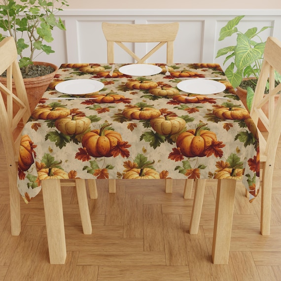 Herbsternte Tischdecke, Herbst Dekor, Thanksgiving Tischdekoration, Saisonales Wohn Dekor, Kürbis Muster Tischdecke
