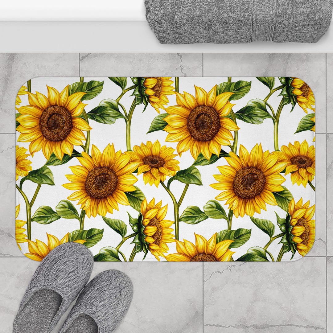 Sunflower Bath Mat: Bright Floral Home Decor, Vibrant Bathroom ...