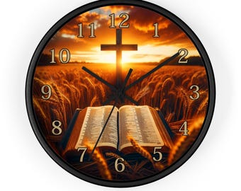 Faith-Inspired Wall Clock, Christian Home Decor, Inspirational Gift, Rustic Style Wall Art, Bible Verse Clock