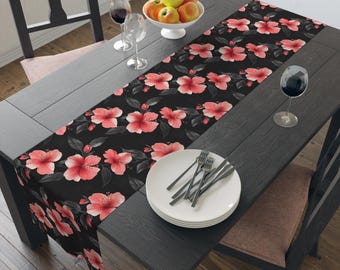 Floral Table Runner  Elegant Cotton & Poly Table Decor for Dining, Parties, or Special Occasions, Perfect for Entertaining, Home Decor,