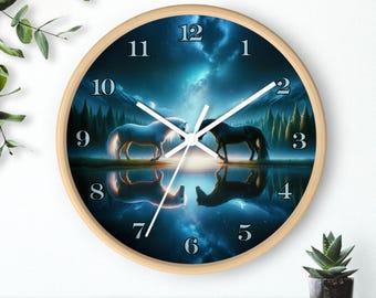 Mystical Horse Wall Clock - Fantasy Decor, Equine Art, Unique Gift, Home Wall Art, Nature Lovers, Horse Lover Gift