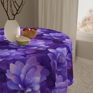 Bohemian Floral Tablecloth - Vibrant Purple Lotus Design, Dining Decor, Home Table Decor, Garden Party, Boho Chic, Spring Celebrations