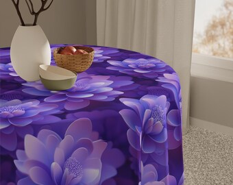 Bohemian Floral Tablecloth - Vibrant Purple Lotus Design, Dining Decor, Home Table Decor, Garden Party, Boho Chic, Spring Celebrations