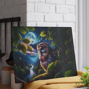 Nighttime Owl Glass Cutting Board, Kitchen Decor, Unique Gift for Foodies, Chic Home Accents, Wildlife Cooking Accessory, Nature [...]