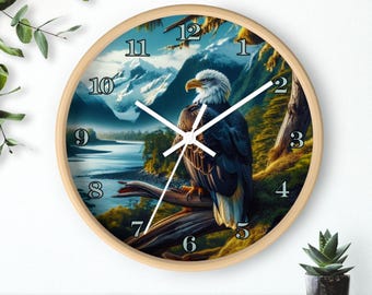 Majestic Eagle Wall Clock,  Nature Lovers Decor, Wildlife Gift, Home Office Decor, Rustic Timepiece, Gift for Bird Enthusiasts