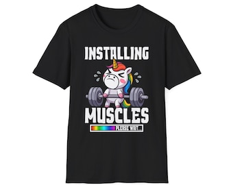 Unicorn Installing Muscles Graphic Tee, Softstyle Cotton T-Shirt