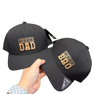Cheer Dance Dad Leather Patch Trucker Hat, Custom Sport Cap, Cheer Bro, Baseball Dad Hat, Comp Day, Personalized Cap