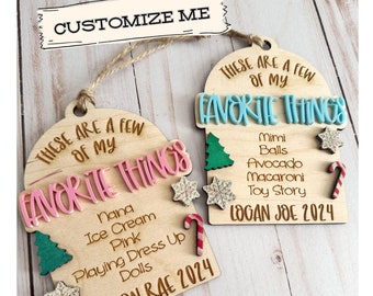 Custom Kid's Christmas Ornament, My Favorite Things, Gift for Child, 2025 Personalized Ornament, Family Holiday Gift, Wooden Tree Decor