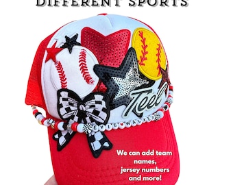 Sports Mom Trucker Hat, Custom Hat with Patches, Baseball Mama Gift for her, Basketball Mom, Game Day hat for women, softball hat, Patch Hat