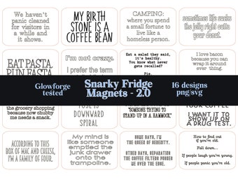 Snarky Magnet Bundle 2.0, *File digitale* SVG, Progetto Glowforge, Magneti frigo, Detti divertenti, file LASER SVG, magneti frigorifero, caffè