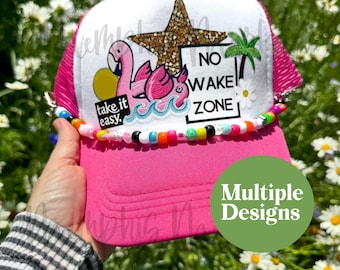 Lake Life Hat, FAUX Patch Trucker Hat, trendy hat for women, custom hats for her, boating gift for friend, Summer Hat, Bachelorette Trip