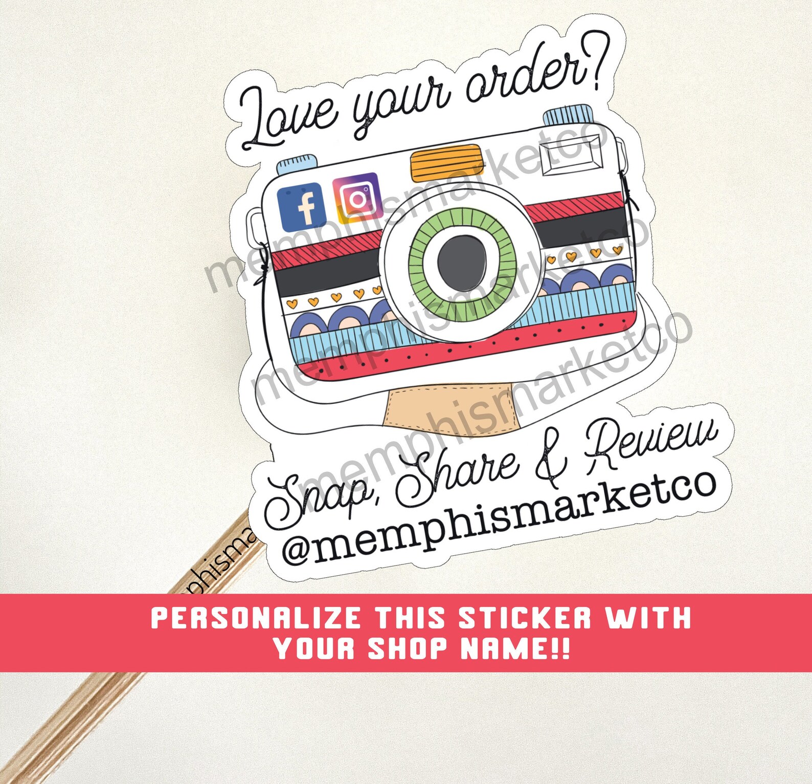 Personalized Snap Share Review stickers/ 24 stickers Happy Etsy