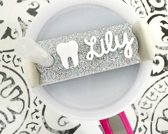 Personalized Tooth Tumbler Topper, Acrylic Name Plate, Dental Gift